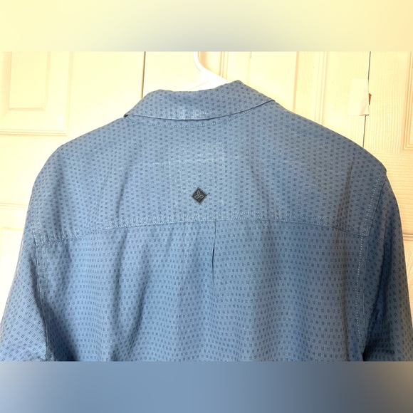 PRANA Garden Long Sleeve Button Down Shirt Steel Blue 100% Organic Cotton Geo - Picture 6 of 11